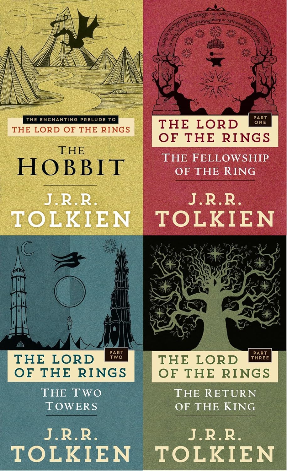 The Hobbit & The Lord of the Rings 4 Books Collection Set By